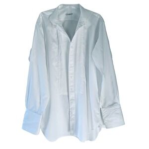 Ventura Men Wing Collar Tuxedo Formal Shirt 18x46 White French Cuffs Made Italy